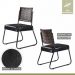 Conjunto Sala de Jantar Mesa Espanha 180cm com 6 Cadeiras em Aço e Junco Madri Mais Decor Courissimo Preto/Mocaccino/Preto/Junco Carvalho