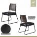Conjunto Sala de Jantar Mesa Espanha 180cm com 6 Cadeiras em Aço e Junco Madri Mais Decor Courissimo Preto/Siena/Preto/Junco Carvalho