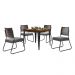 Conjunto Sala de Jantar Mesa Espanha 90cm com 4 Cadeiras em Aço e Junco Madri Mais Decor Linho Cinza/Mocaccino/Grafite/Junco Carvalho