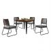 Conjunto Sala de Jantar Mesa Espanha 90cm com 4 Cadeiras em Aço e Junco Madri Mais Decor Linho Cinza/Mocaccino/Preto/Junco Carvalho