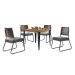 Conjunto Sala de Jantar Mesa Espanha 90cm com 4 Cadeiras em Aço e Junco Madri Mais Decor Linho Cinza/Siena/Grafite/Junco Carvalho