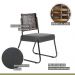 Conjunto Sala de Jantar Mesa Espanha 90cm com 4 Cadeiras em Aço e Junco Madri Mais Decor Linho Cinza/Siena/Grafite/Junco Carvalho