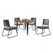 Conjunto Sala de Jantar Mesa Espanha 90cm com 4 Cadeiras em Aço e Junco Madri Mais Decor Linho Cinza/Siena/Preto/Junco Carvalho
