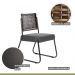 Conjunto Sala de Jantar Mesa Espanha 90cm com 4 Cadeiras em Aço e Junco Madri Mais Decor Linho Cinza/Siena/Preto/Junco Carvalho
