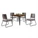 Conjunto Sala de Jantar Mesa Espanha 90cm com 4 Cadeiras em Aço e Junco Madri Mais Decor Linho Claro/Mocaccino/Preto/Junco Carvalho