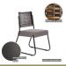 Conjunto Sala de Jantar Mesa Espanha 90cm com 4 Cadeiras em Aço e Junco Madri Mais Decor Linho Claro/Mocaccino/Preto/Junco Carvalho