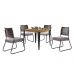 Conjunto Sala de Jantar Mesa Espanha 90cm com 4 Cadeiras em Aço e Junco Madri Mais Decor Linho Claro/Siena/Grafite/Junco Carvalho