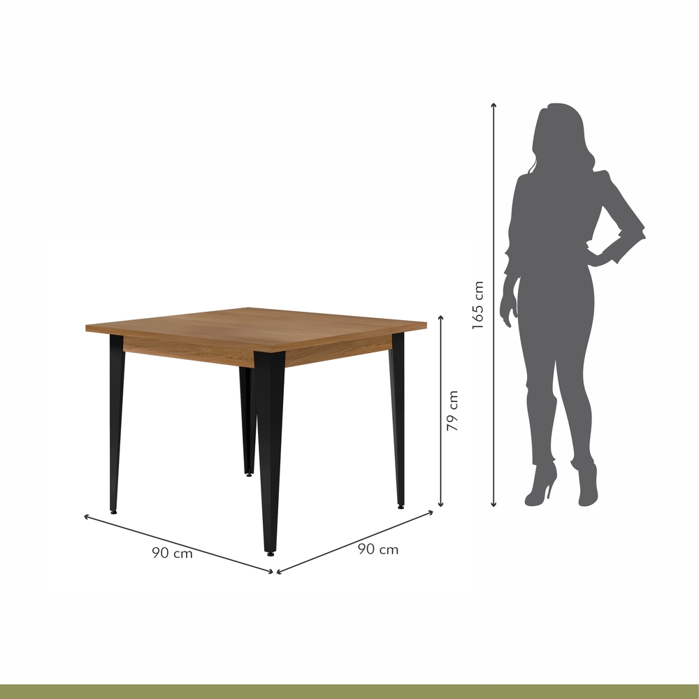 Conjunto Sala de Jantar Mesa Espanha 90cm com 4 Cadeiras em Aço e Junco Madri Mais Decor Linho Claro/Siena/Grafite/Junco Carvalho