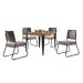 Conjunto Sala de Jantar Mesa Espanha 90cm com 4 Cadeiras em Aço e Junco Madri Mais Decor Linho Claro/Siena/Preto/Junco Carvalho