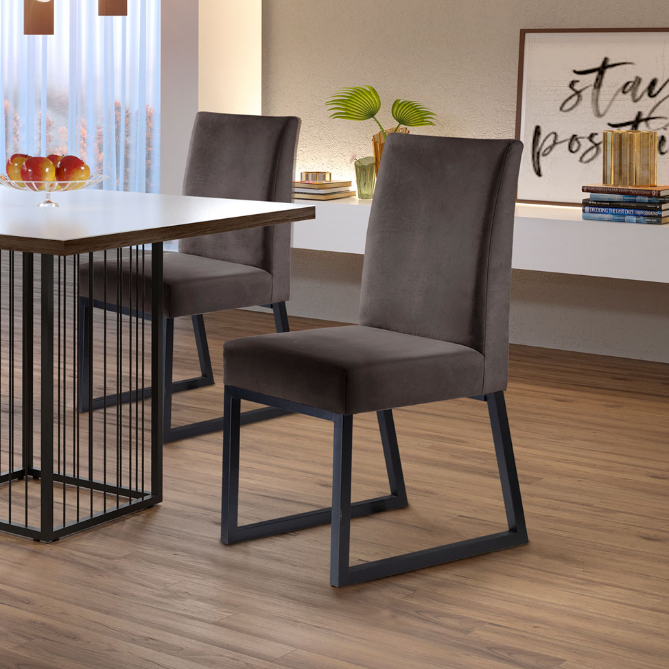 Conjunto com 2 Cadeiras Hera V Marrom Escuro 98 cm