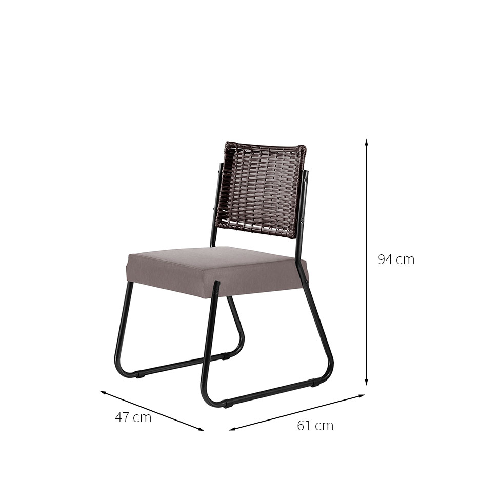 Conjunto com 2 Cadeiras Madri V Bege 94 cm