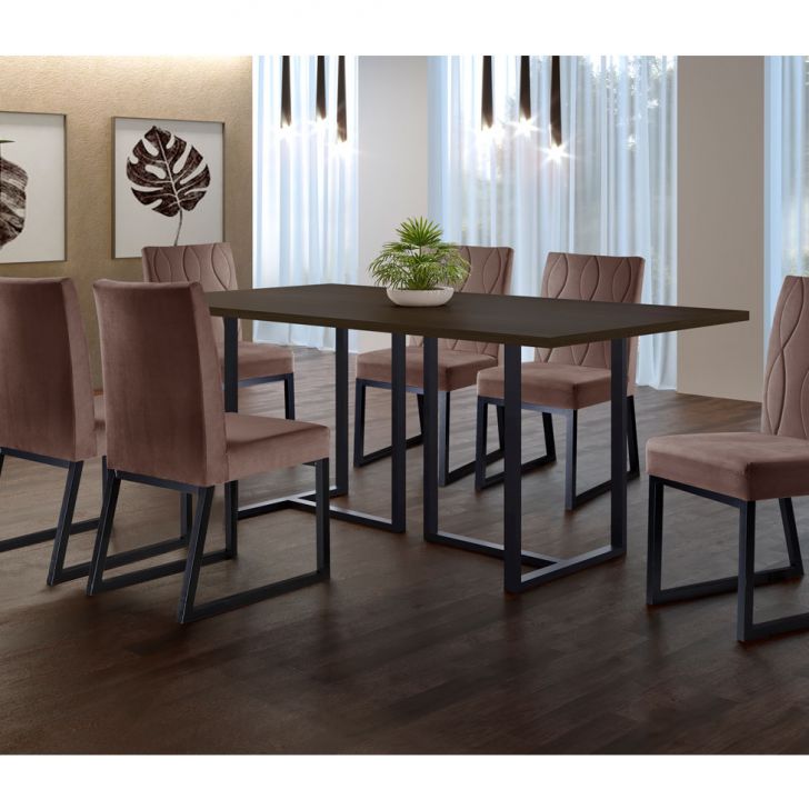 Conjunto Mesa De Jantar Em Madeira Maciça Retangular 6 Lugares Com Cadeiras  E Bancos Sem Encosto Magazine Decor Jatobá