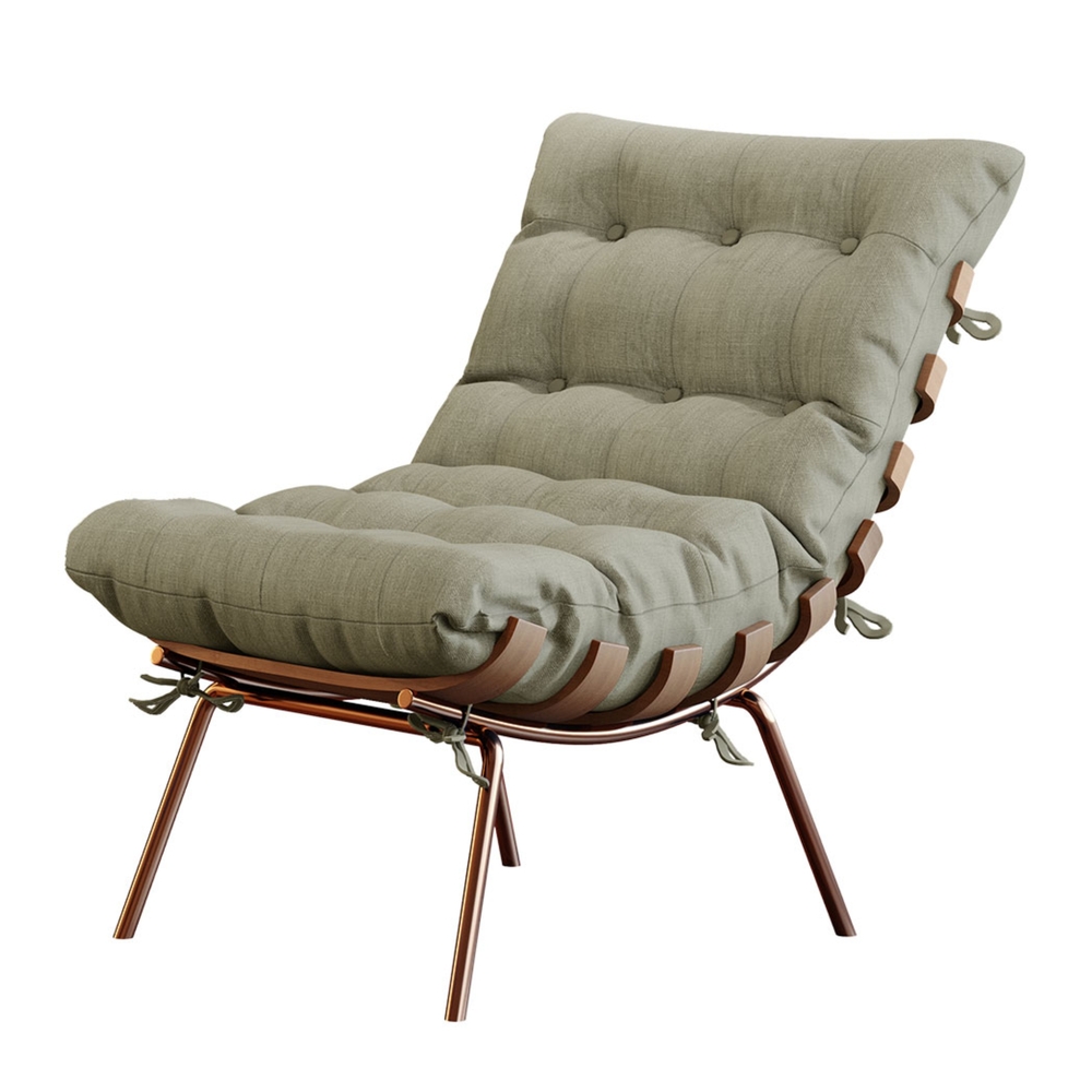 Poltrona e Puff M06 Mais Decor Cobre/Linho Bege