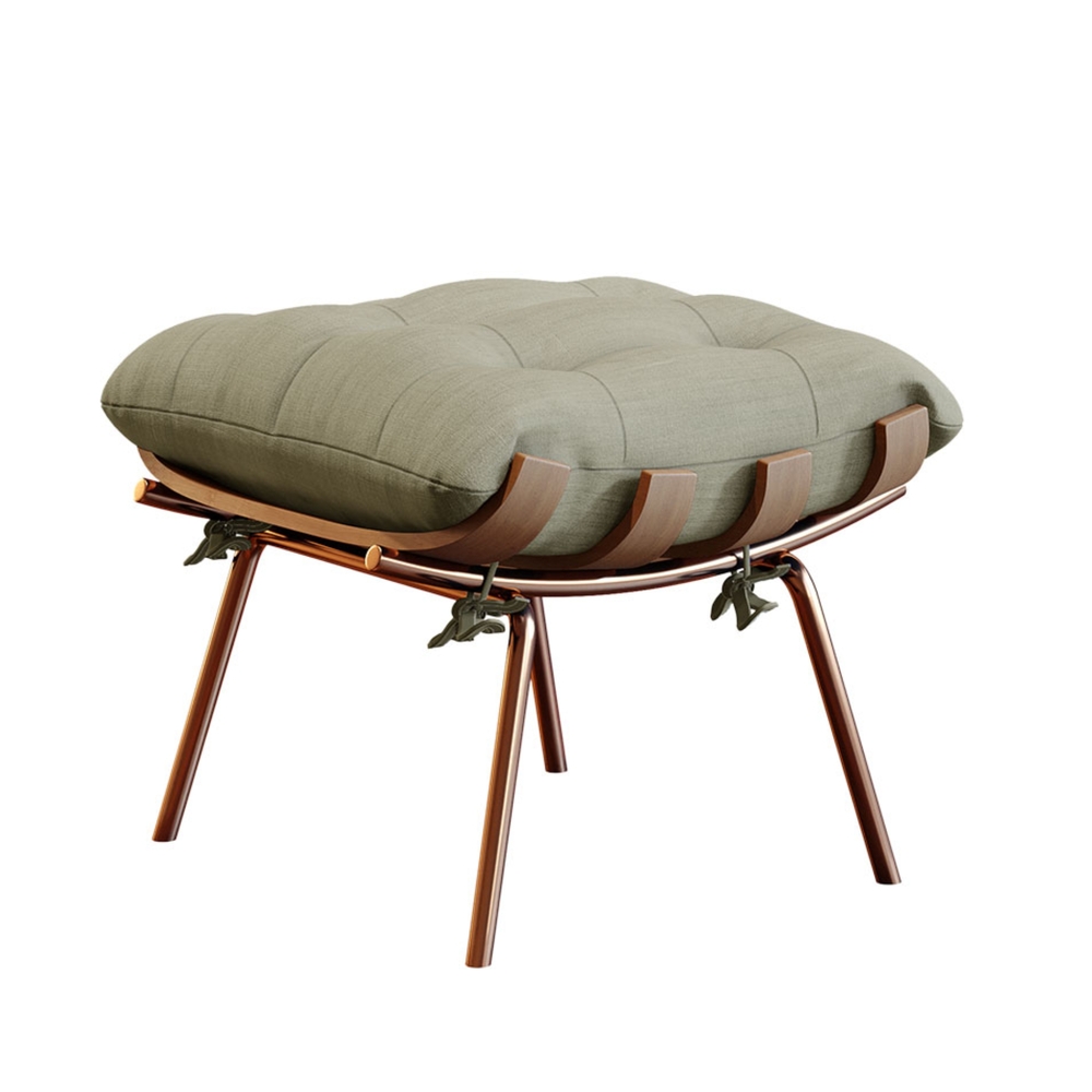Poltrona e Puff M06 Mais Decor Cobre/Linho Bege
