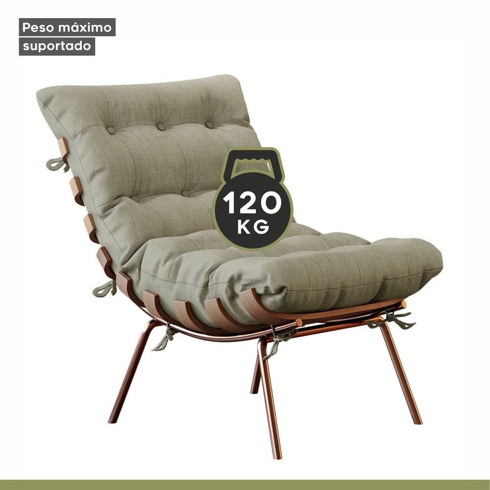 Poltrona e Puff M06 Mais Decor Cobre/Linho Bege