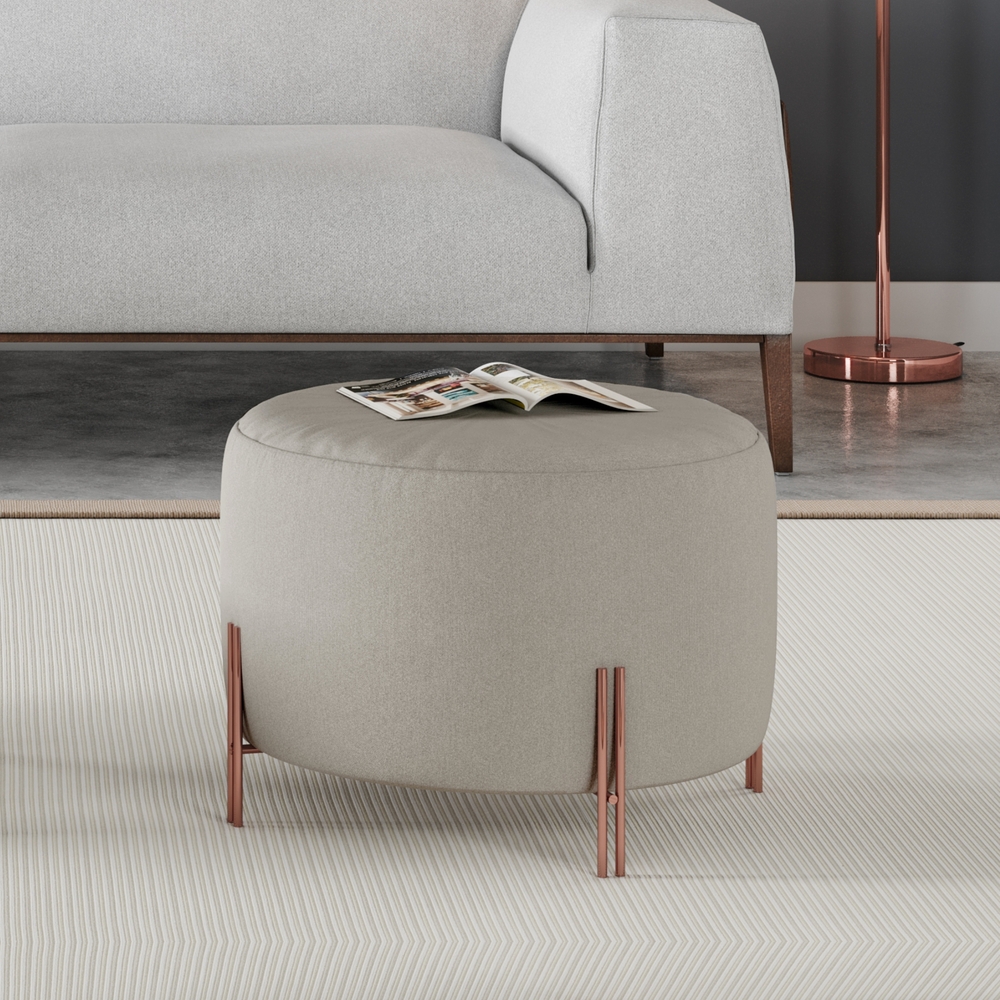 Puff Girassol Mais Decor Cobre/Linho Areia