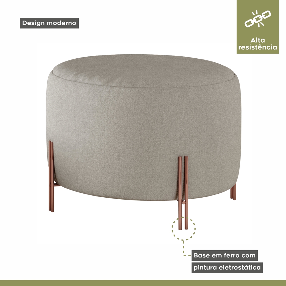 Puff Girassol Mais Decor Cobre/Linho Areia