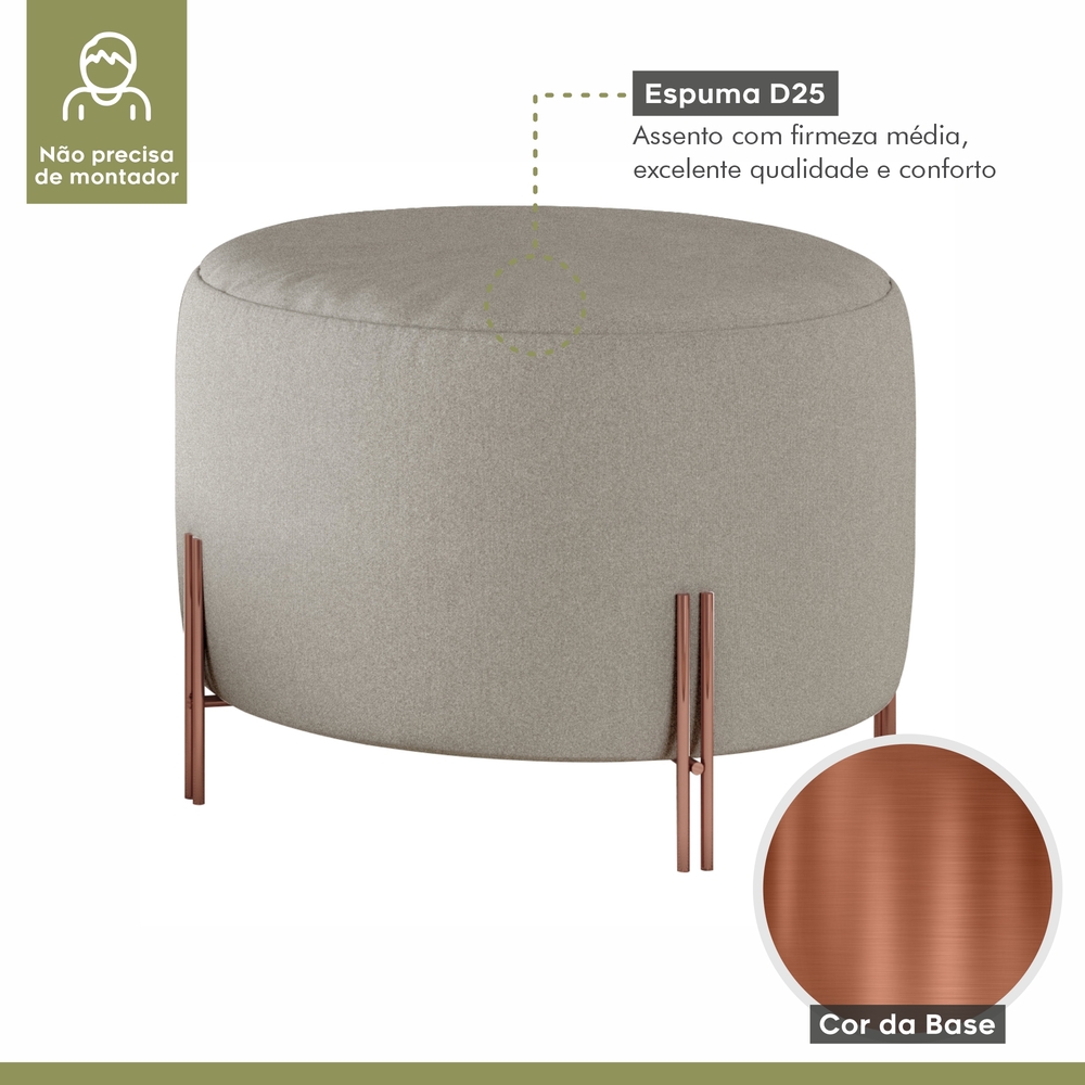 Puff Girassol Mais Decor Cobre/Linho Areia