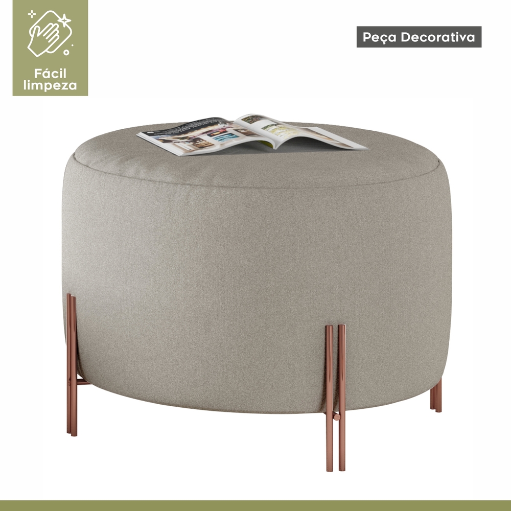 Puff Girassol Mais Decor Cobre/Linho Areia