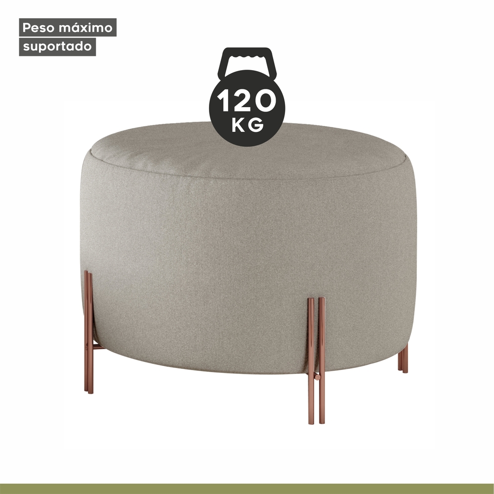Puff Girassol Mais Decor Cobre/Linho Areia