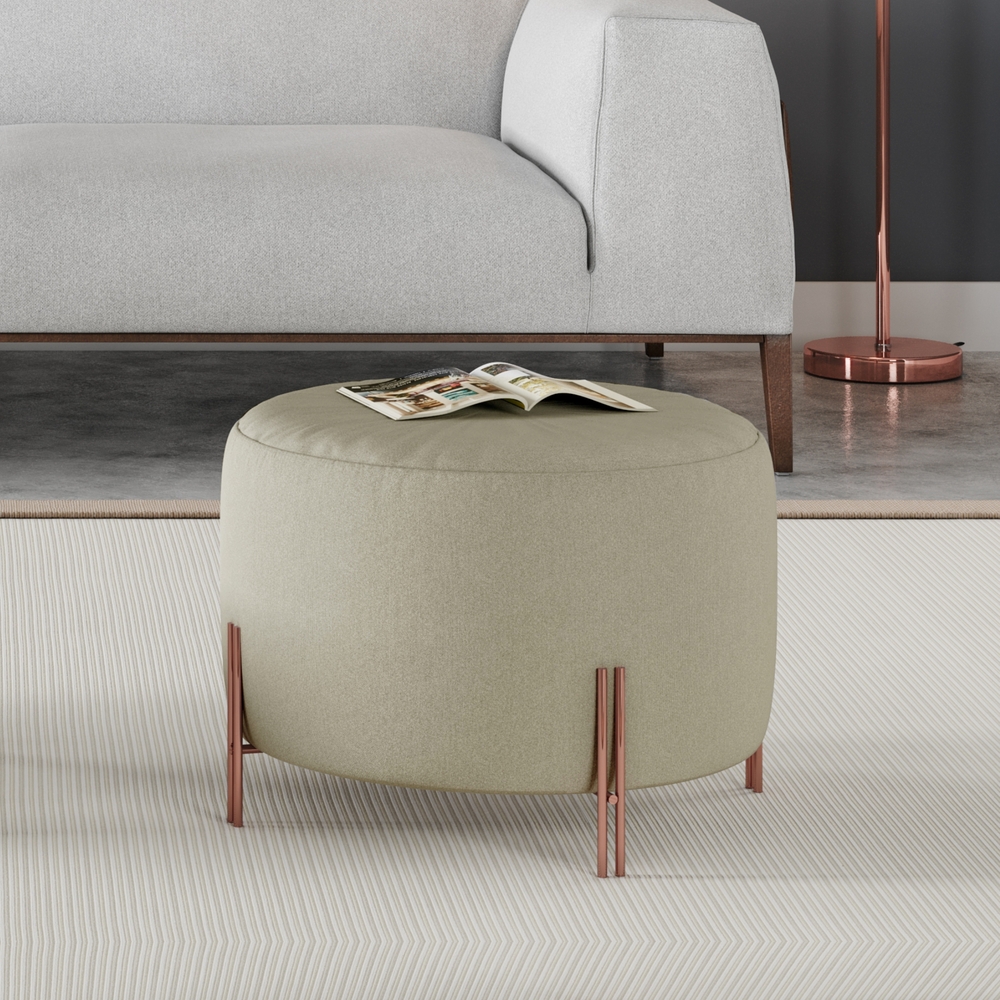 Puff Girassol Mais Decor Cobre/Linho Bege