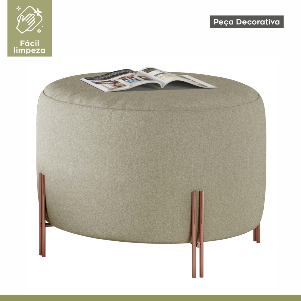 Puff Girassol Mais Decor Cobre/Linho Bege