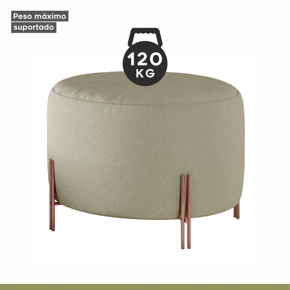 Puff Girassol Mais Decor Cobre/Linho Bege