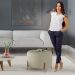 Puff Girassol Mais Decor Cobre/Linho Bege