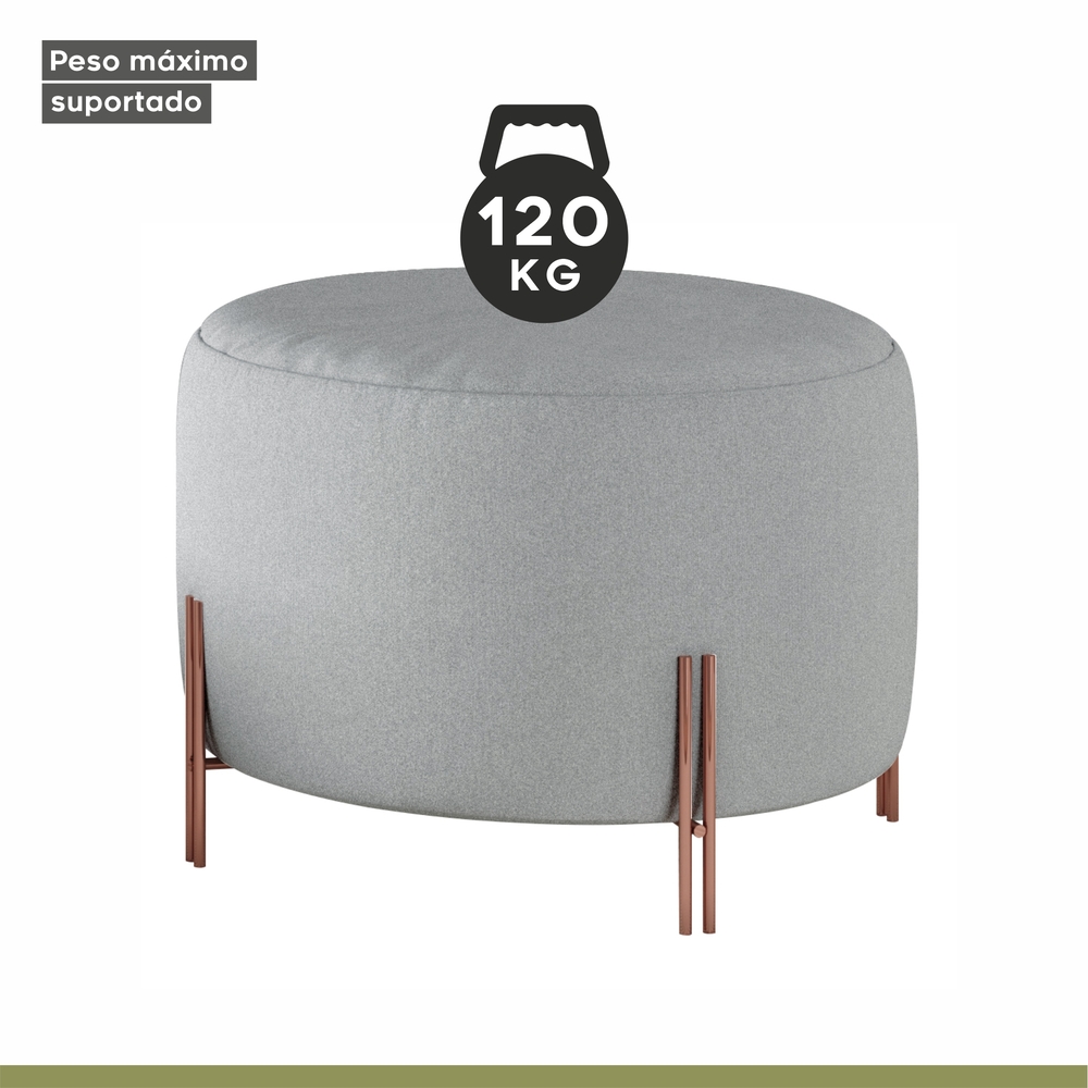 Puff Girassol Mais Decor Cobre/Linho Cinza