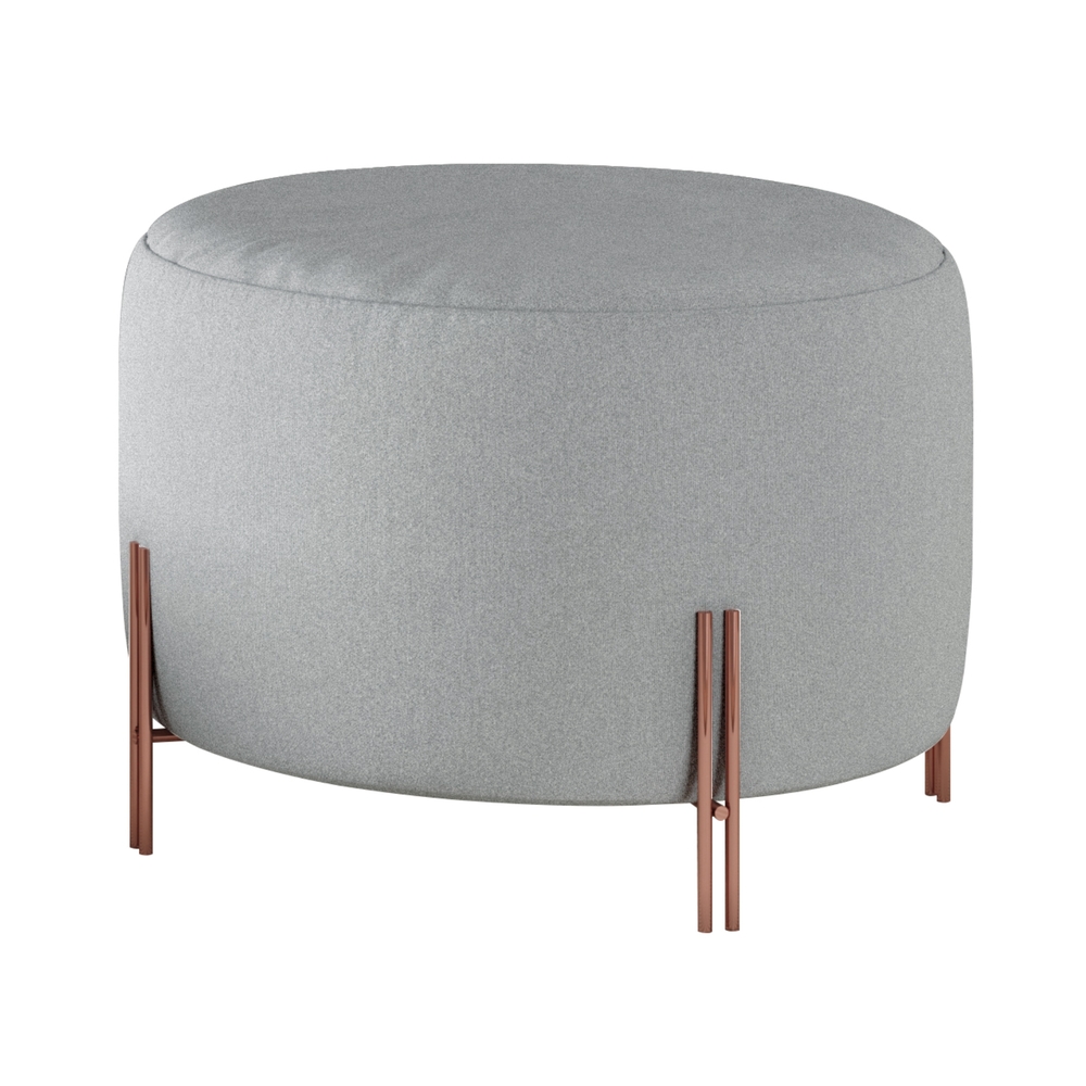 Puff Girassol Mais Decor Cobre/Linho Cinza