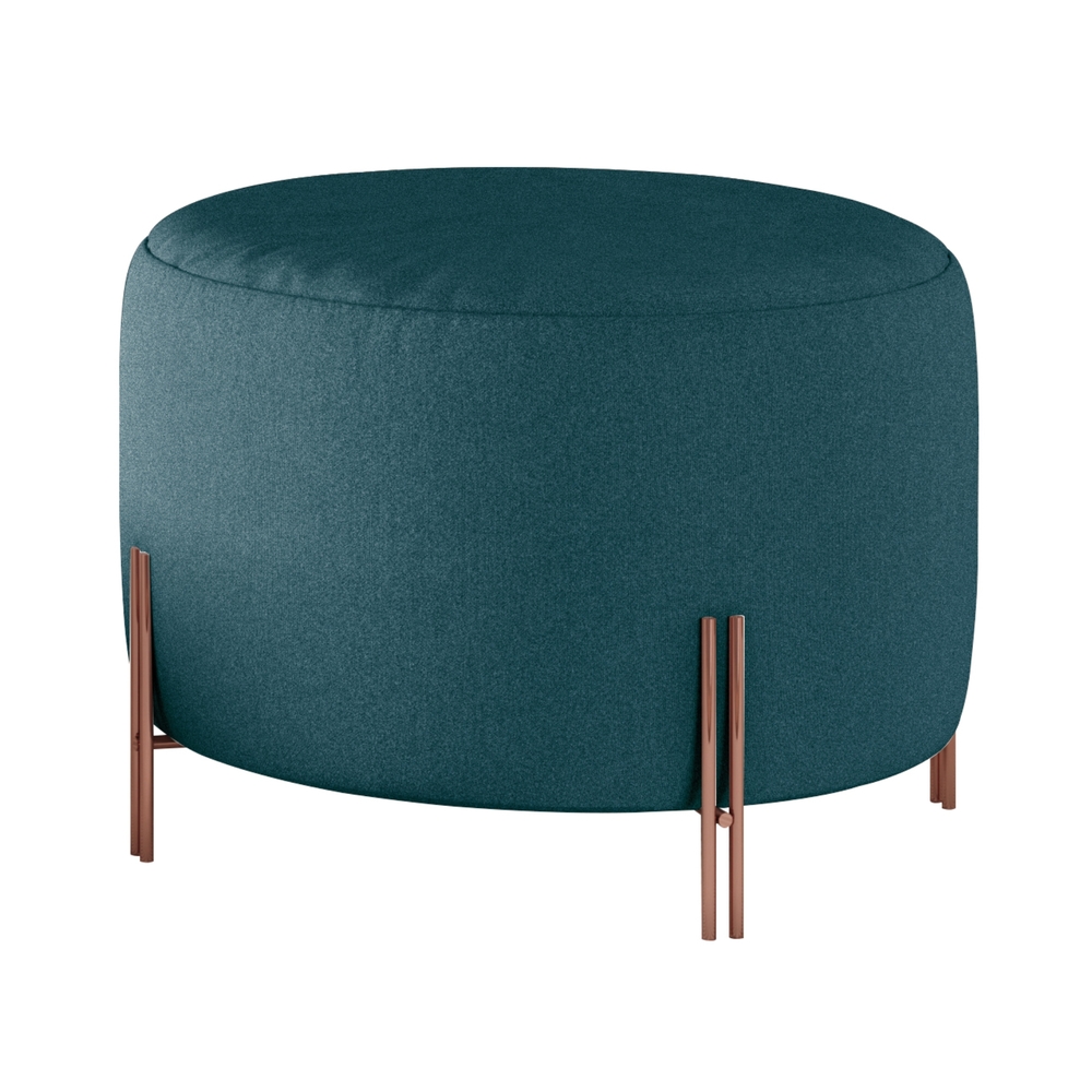 Puff Girassol Mais Decor Cobre/Linho Jeans Azul