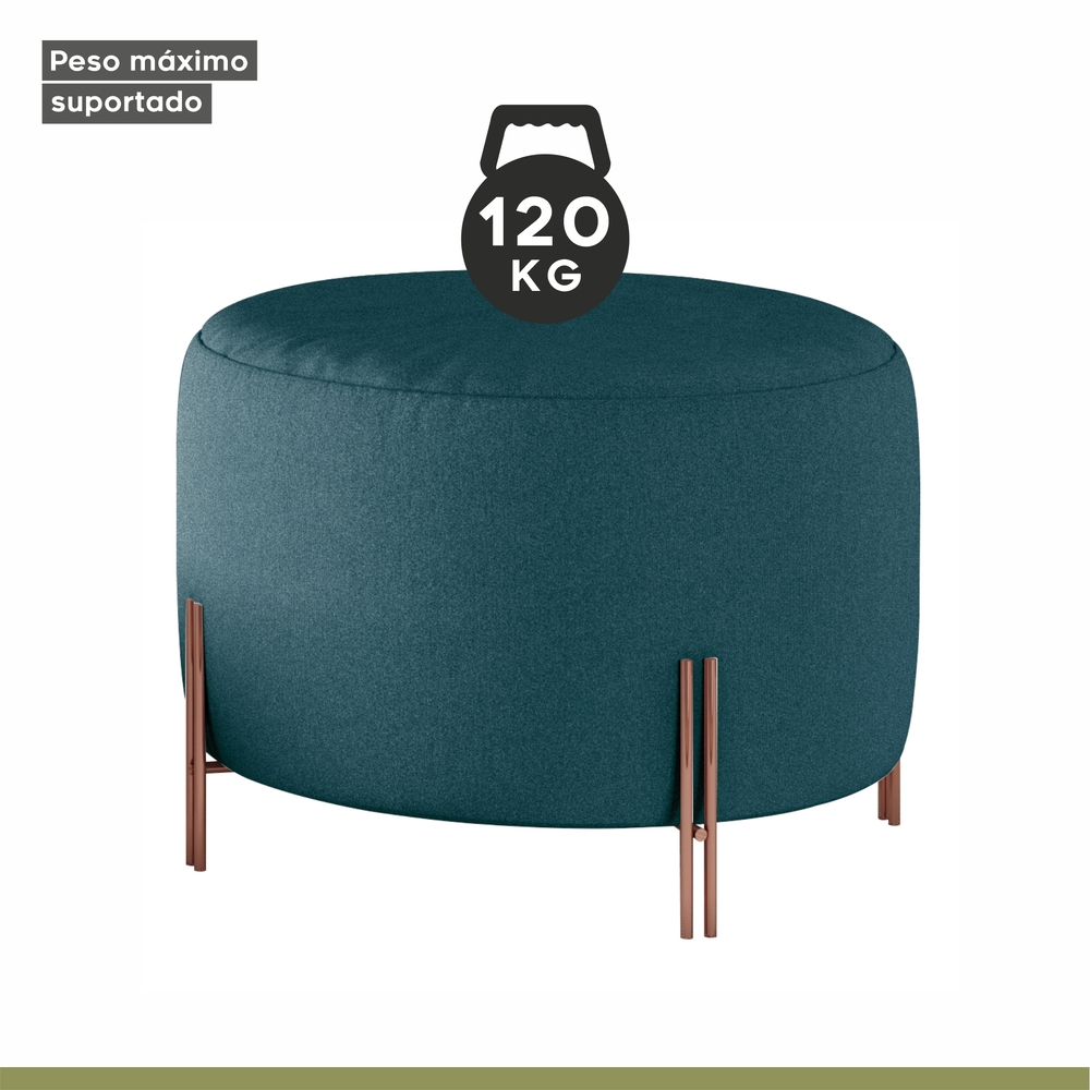 Puff Girassol Mais Decor Cobre/Linho Jeans Azul