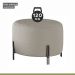 Puff Girassol Mais Decor Preto/Linho Areia