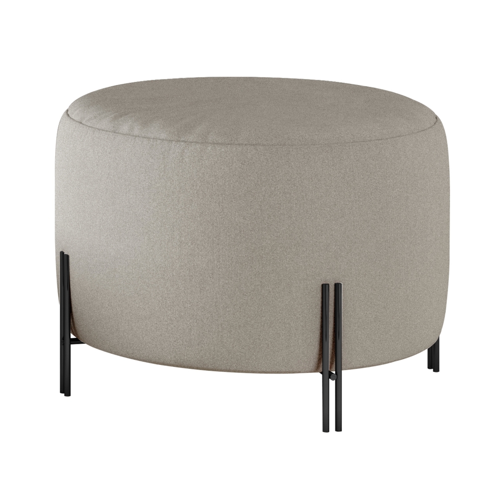 Puff Girassol Mais Decor Preto/Linho Areia