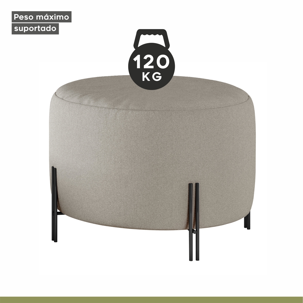 Puff Girassol Mais Decor Preto/Linho Areia