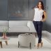 Puff Girassol Mais Decor Preto/Linho Areia