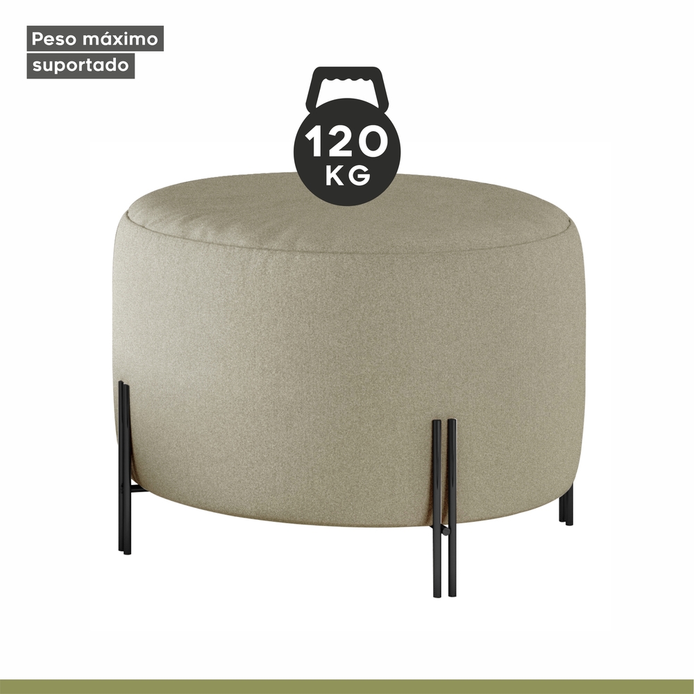 Puff Girassol Mais Decor Preto/Linho Bege