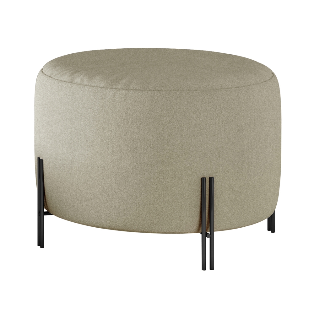 Puff Girassol Mais Decor Preto/Linho Bege