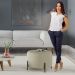 Puff Girassol Mais Decor Preto/Linho Bege