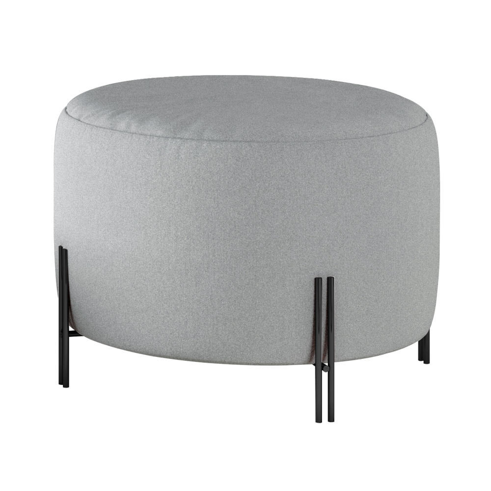 Puff Girassol Mais Decor Preto/Linho Cinza