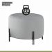 Puff Girassol Mais Decor Preto/Linho Cinza