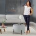 Puff Girassol Mais Decor Preto/Linho Cinza