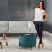 Puff Girassol Mais Decor Preto/Linho Jeans Azul