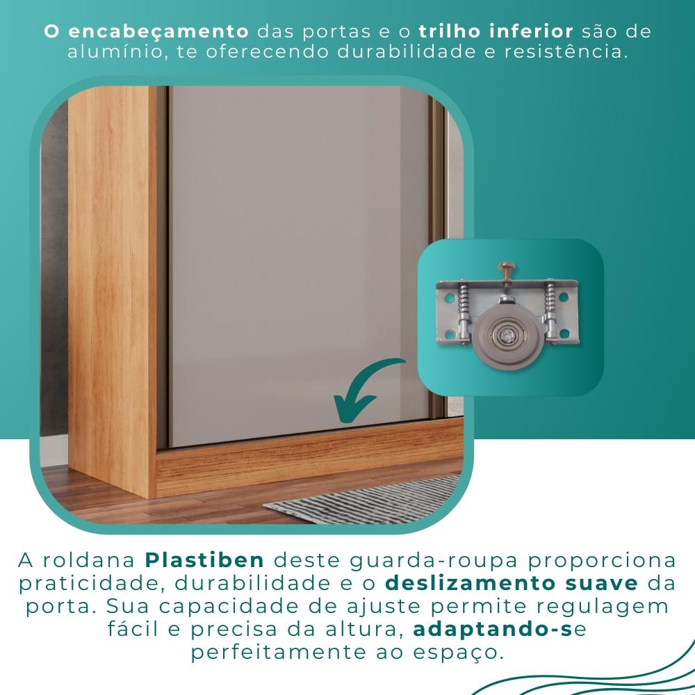 Guarda Roupa Casal 100% Mdf 3 Portas De Correr Com 3 Espelhos 6 Gavetas Fênix - Mais Móveis  Cinamomo
