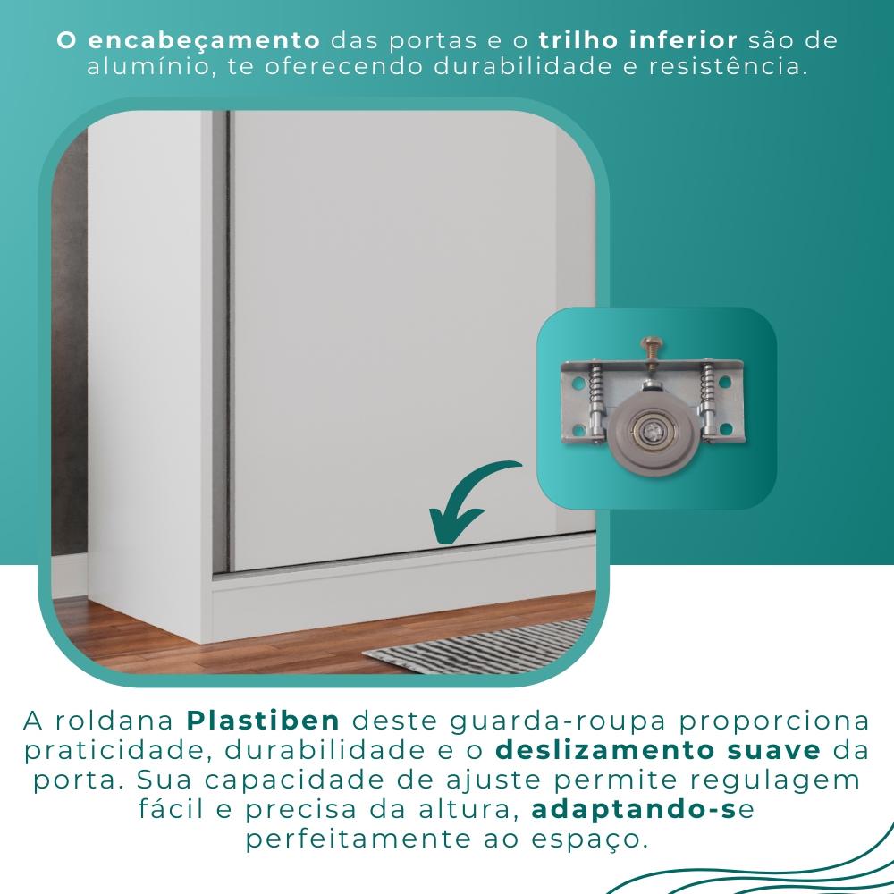 Guarda Roupa Casal 100% Mdf 3 Portas De Correr Com 3 Espelhos 6 Gavetas Fênix - Mais Móveis  Neve