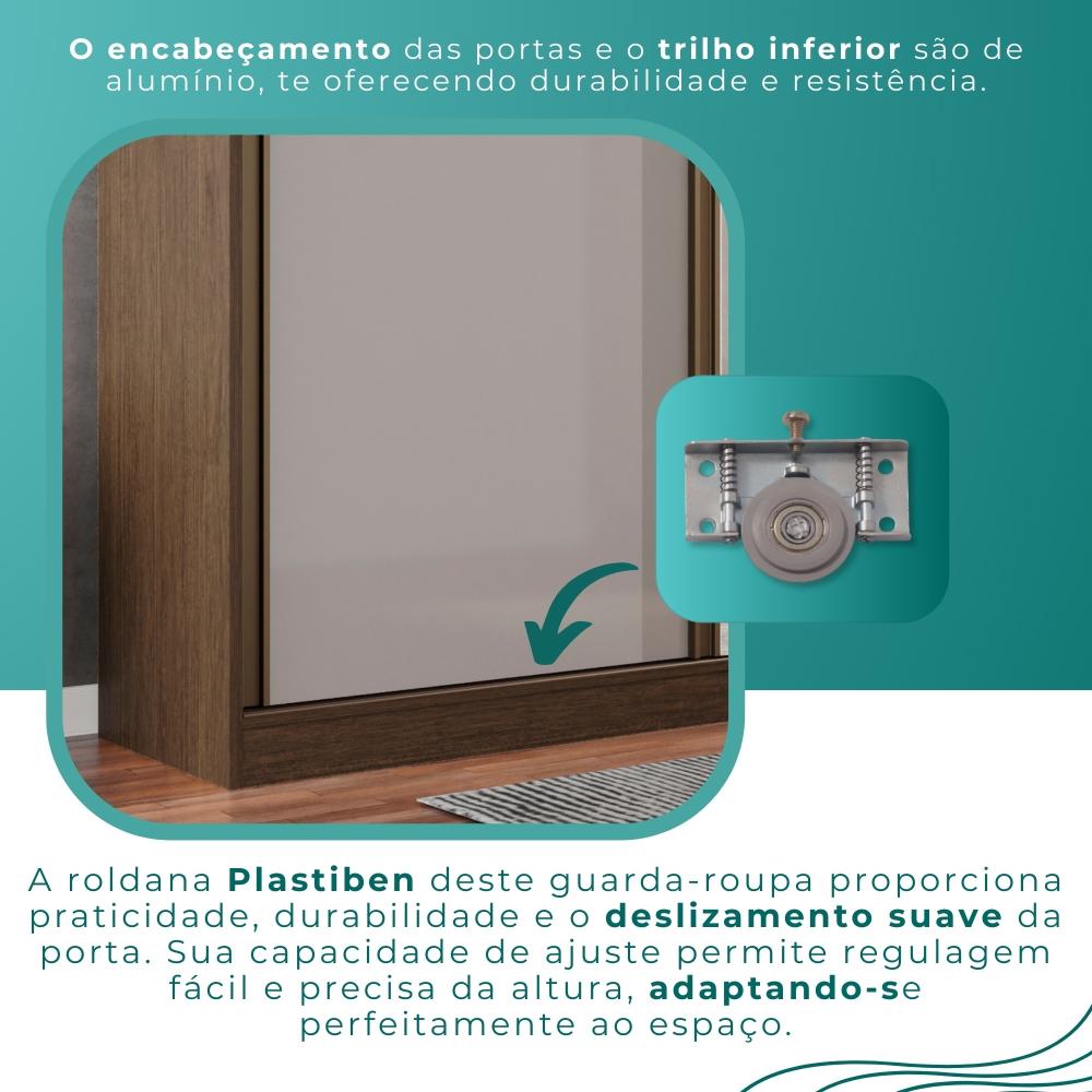 Guarda Roupa Casal 100% Mdf 3 Portas De Correr Com 3 Espelhos 6 Gavetas Fênix - Mais Móveis  New Canion