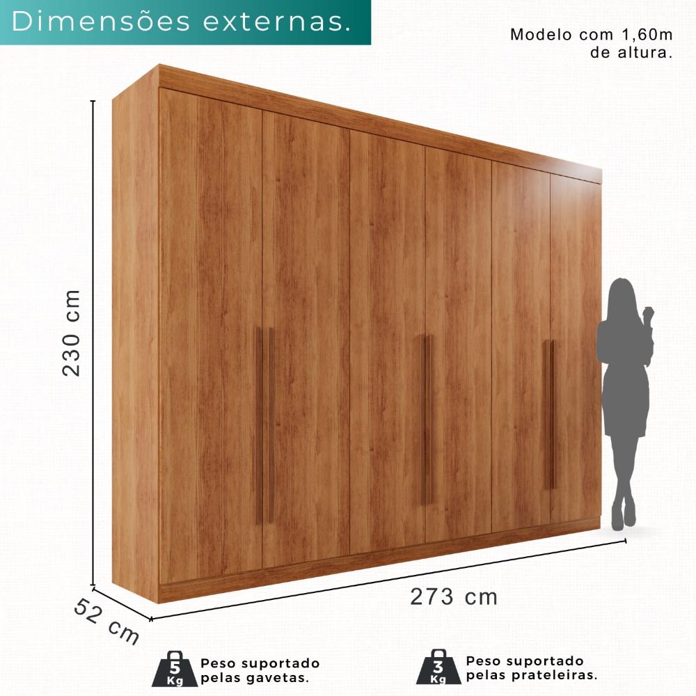 Guarda Roupa Casal 100% Mdf 6 Portas 6 Gavetas Itália - Mais Móveis  Cinamomo