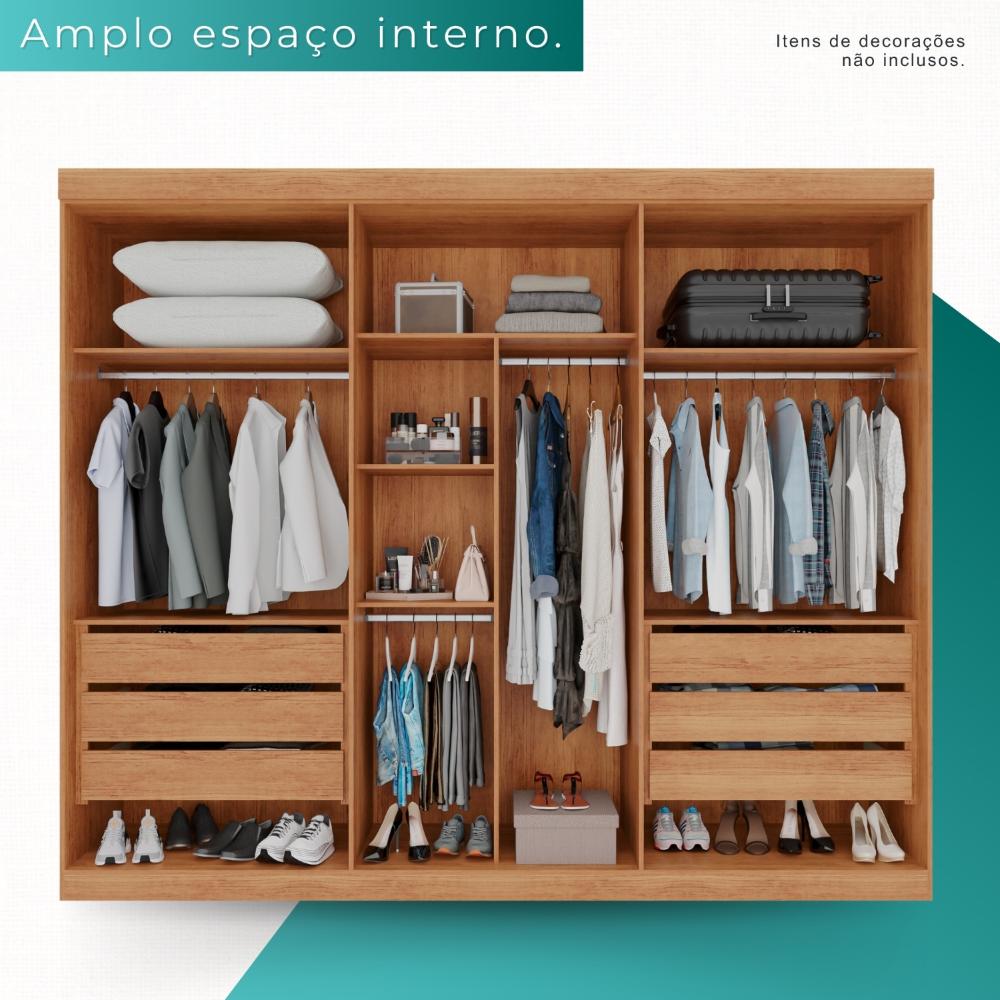 Guarda Roupa Casal 100% Mdf 6 Portas 6 Gavetas Itália - Mais Móveis  Cinamomo