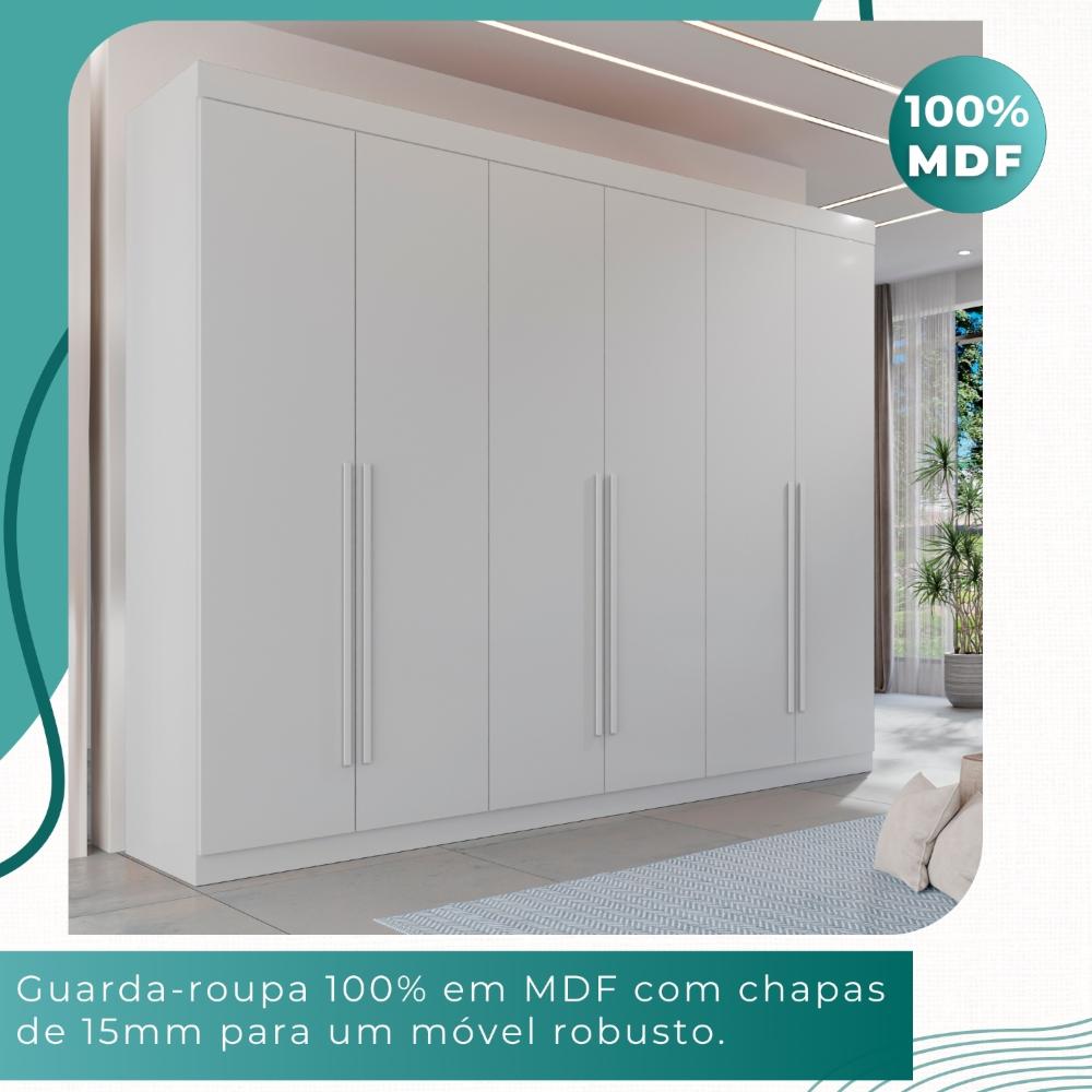 Guarda Roupa Casal 100% Mdf 6 Portas 6 Gavetas Itália - Mais Móveis  Neve
