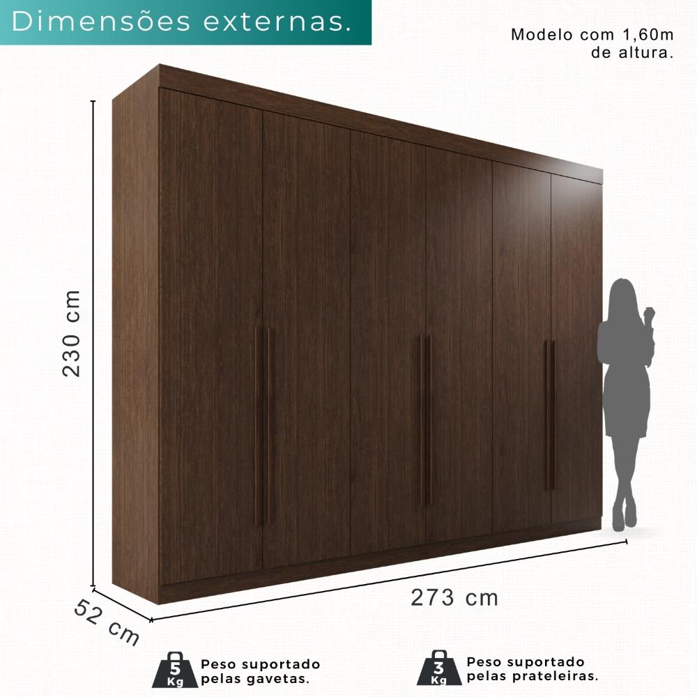 Guarda Roupa Casal 100% Mdf 6 Portas 6 Gavetas Itália - Mais Móveis  New Canion
